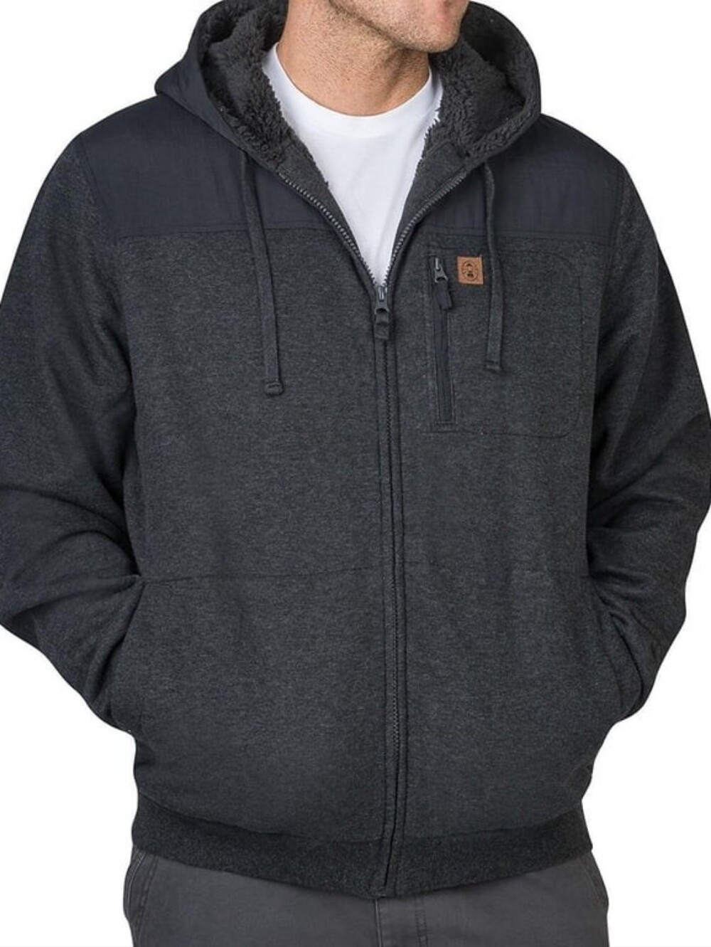 Coleman Men's Black Heather Sherpa-Lined Zip Hoodie Jacket XL Extra Large NWT